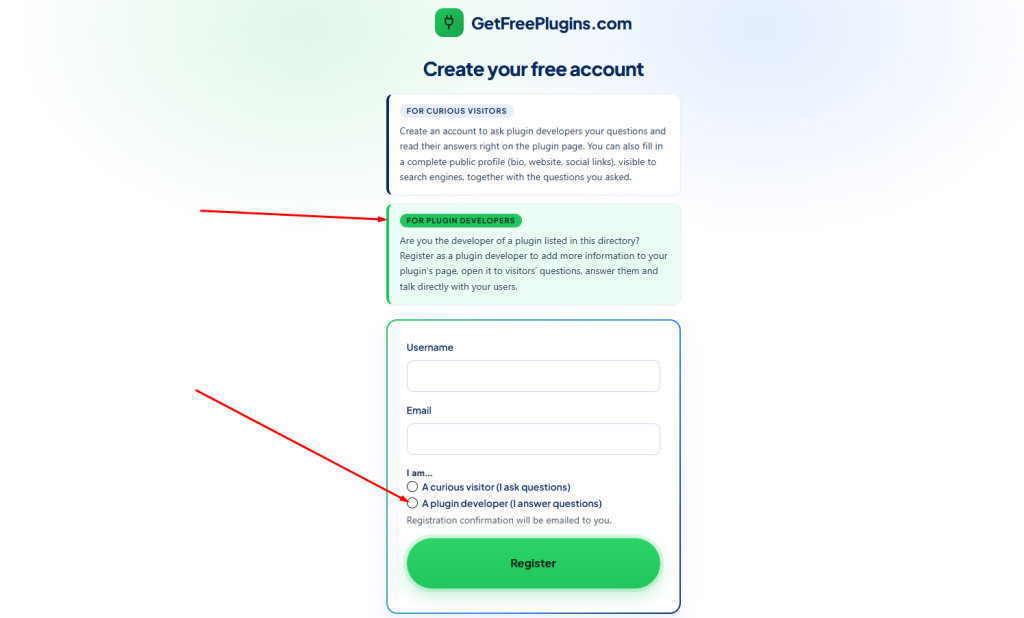 How to claim a plugin page on GetFreePlugins.com